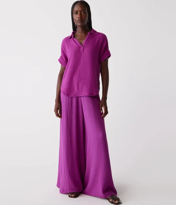 Michael Stars Gigi Gauze Popover Top- Tops, Blouses & Shirts