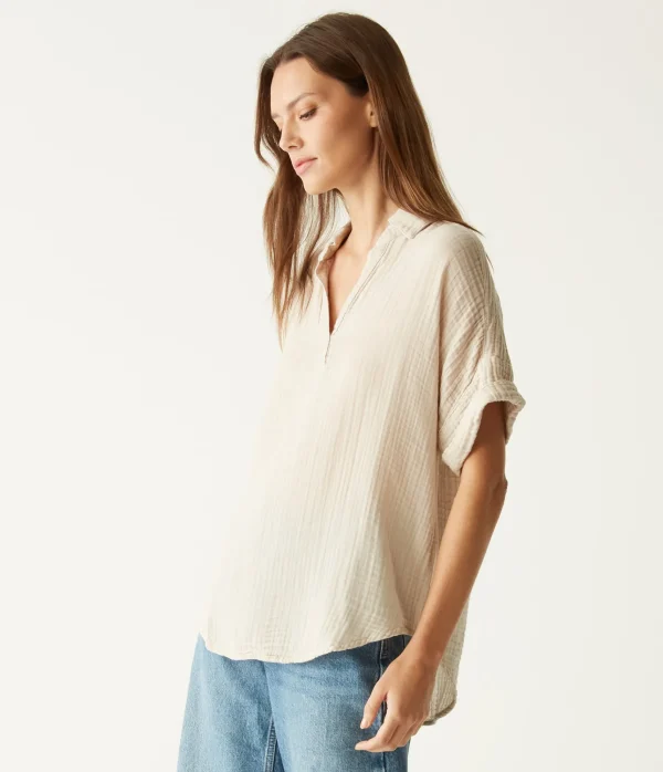 Michael Stars Gigi Gauze Popover Top- Tops, Blouses & Shirts