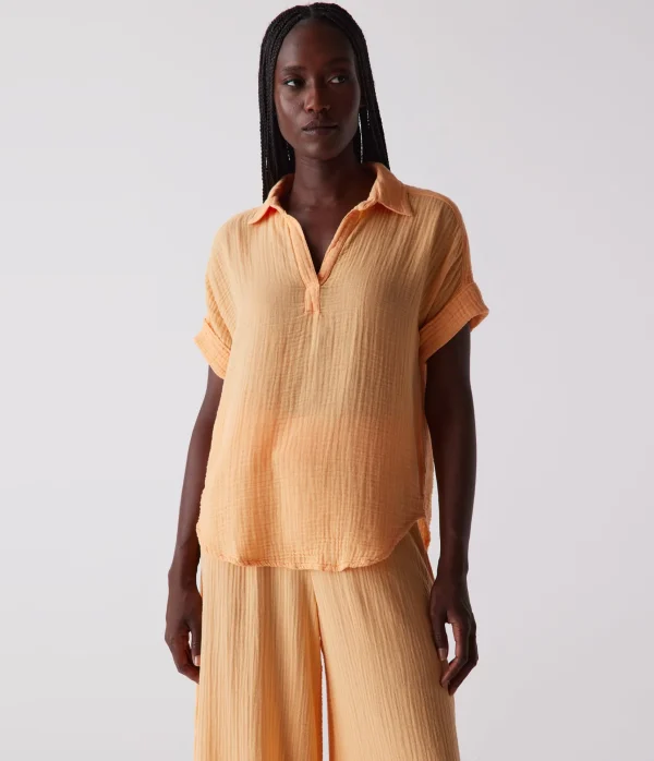 Michael Stars Gigi Gauze Popover Top- Tops, Blouses & Shirts