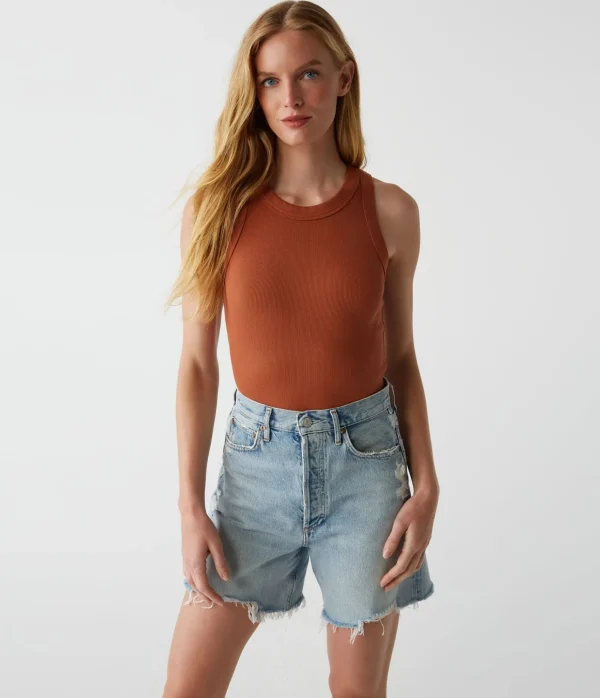 Michael Stars Gina Ribbed Crop Tank- Tank Tops | Ultra Rib T-Shirts
