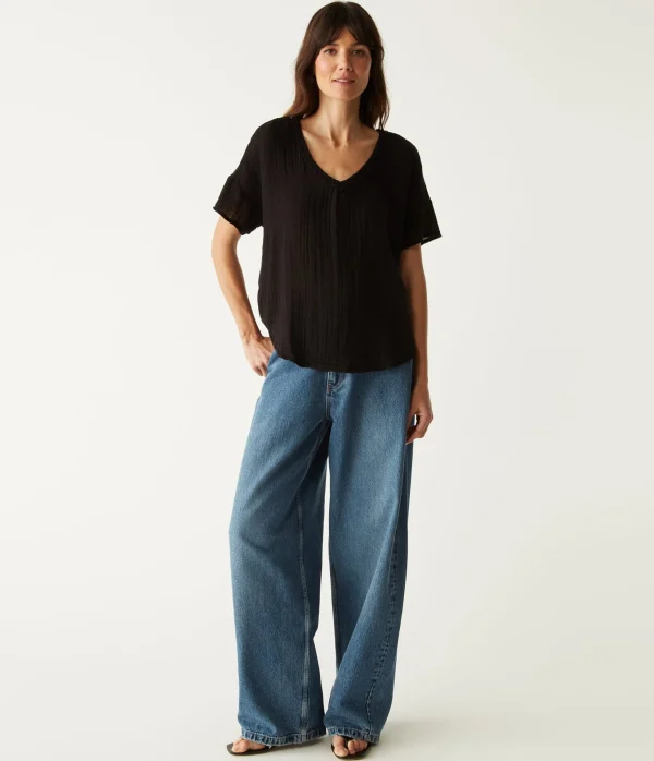 Michael Stars Gretna Fabric Mixed Tee- T-Shirts | Supima Cotton T-Shirts
