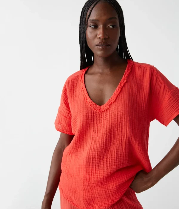 Michael Stars Gretna Fabric Mixed Tee- T-Shirts | Supima Cotton T-Shirts