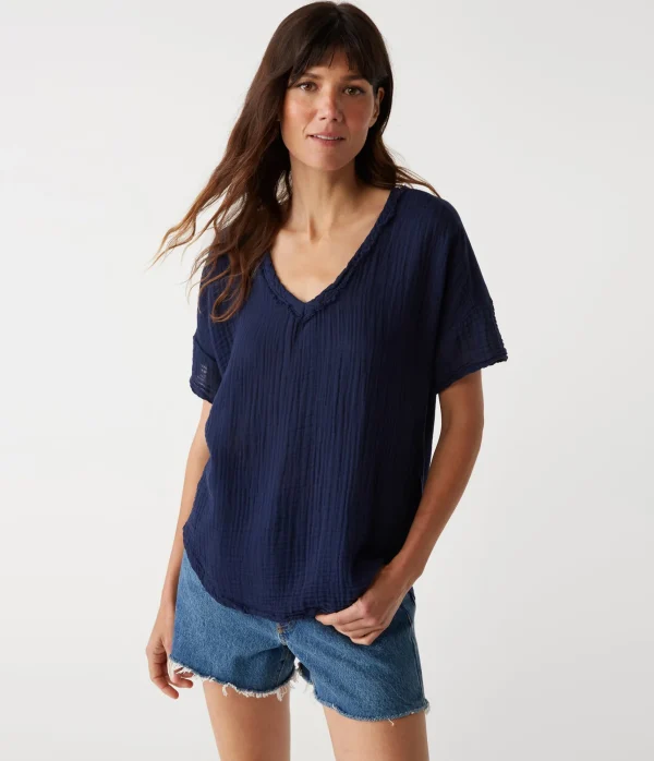 Michael Stars Gretna Fabric Mixed Tee- T-Shirts | Supima Cotton T-Shirts