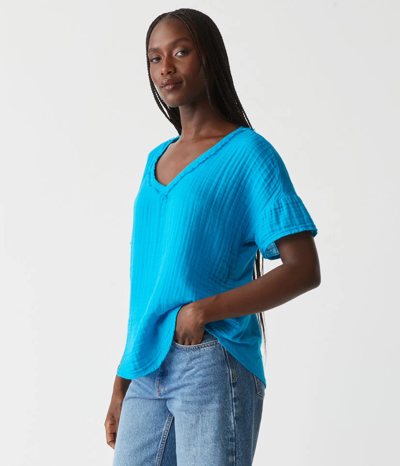 gretna_fabric_mixed_tee_30.webp Michael Stars Gretna Fabric Mixed Tee- T-Shirts | Supima Cotton T-Shirts