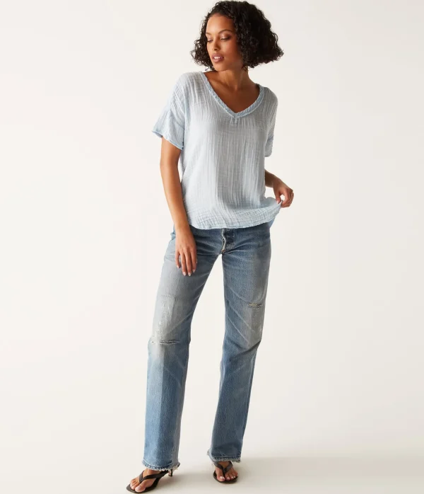 Michael Stars Gretna Fabric Mixed Tee- T-Shirts | Supima Cotton T-Shirts