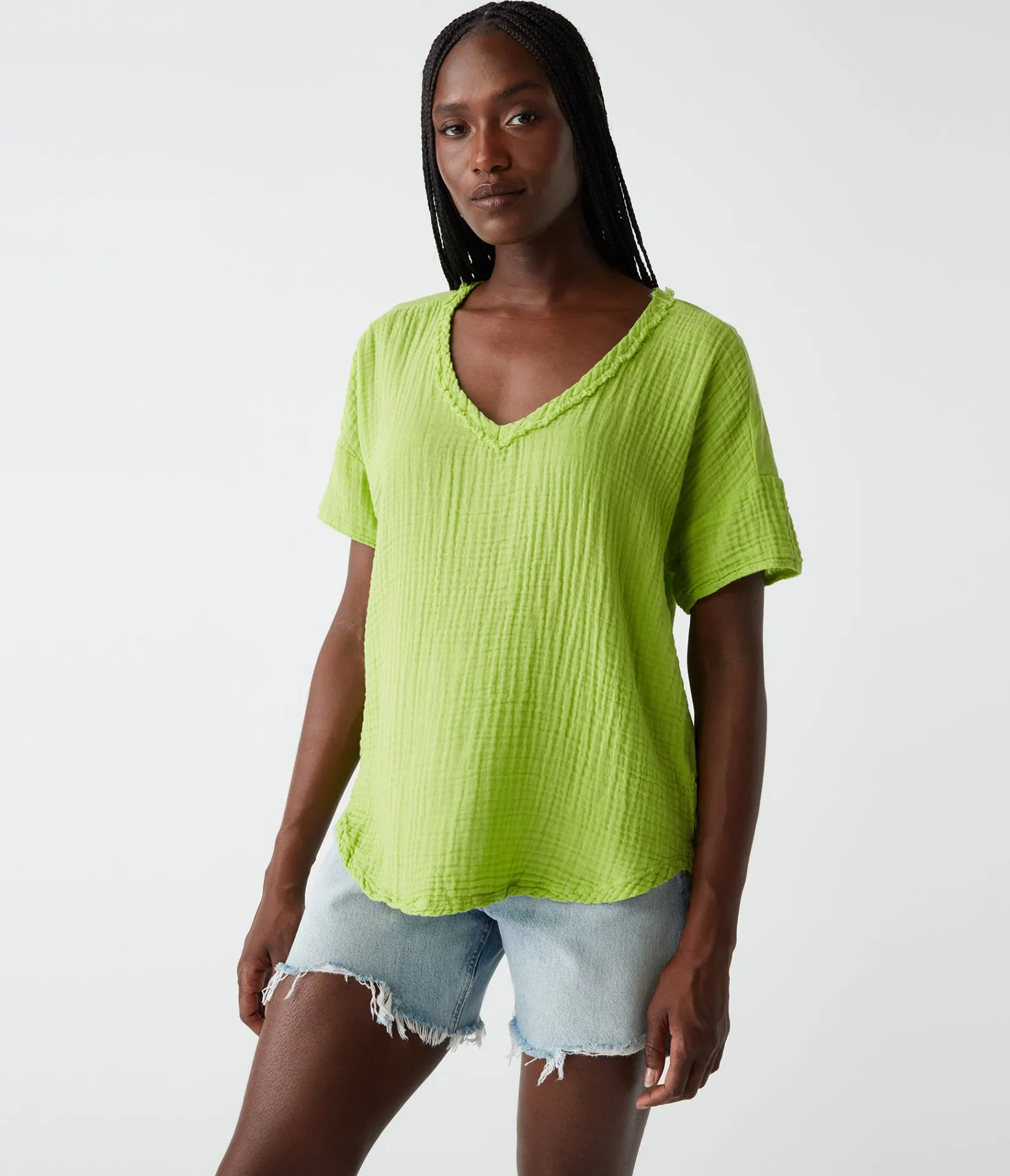 gretna_fabric_mixed_tee_4.webp Michael Stars Gretna Fabric Mixed Tee- T-Shirts | Supima Cotton T-Shirts
