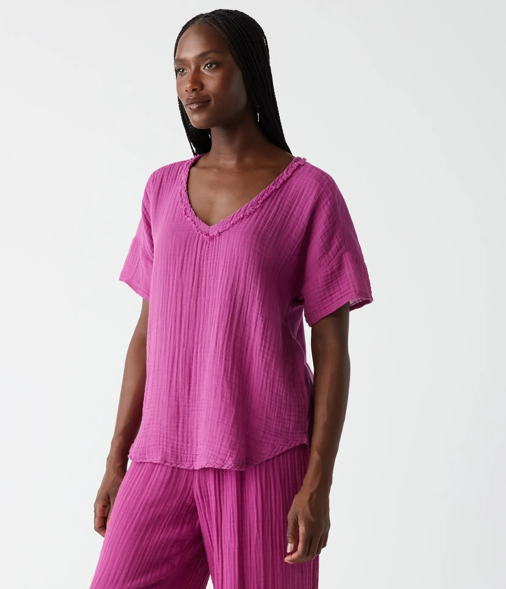gretna_fabric_mixed_tee_42.webp Michael Stars Gretna Fabric Mixed Tee- T-Shirts | Supima Cotton T-Shirts