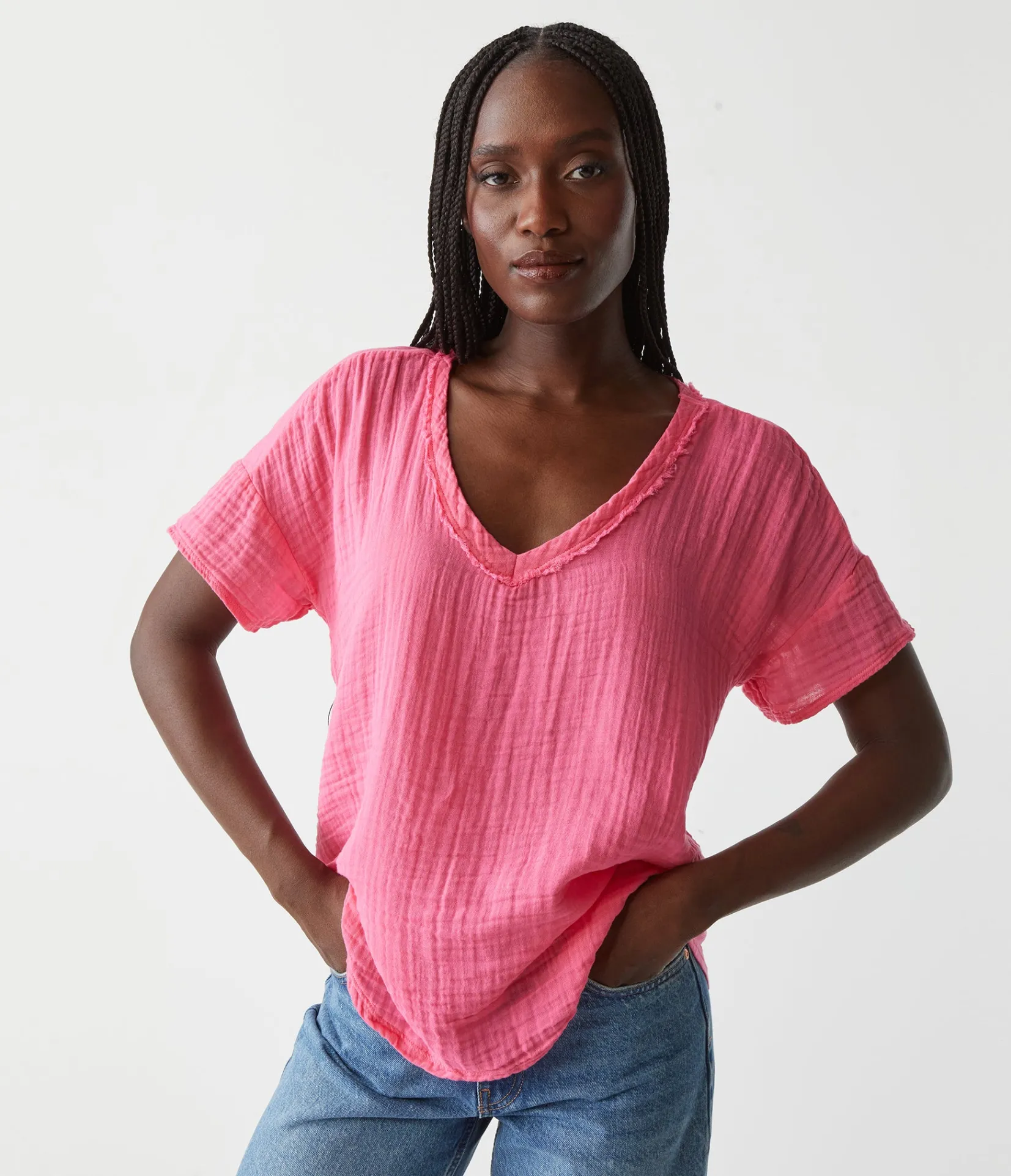 gretna_fabric_mixed_tee_44.webp Michael Stars Gretna Fabric Mixed Tee- T-Shirts | Supima Cotton T-Shirts