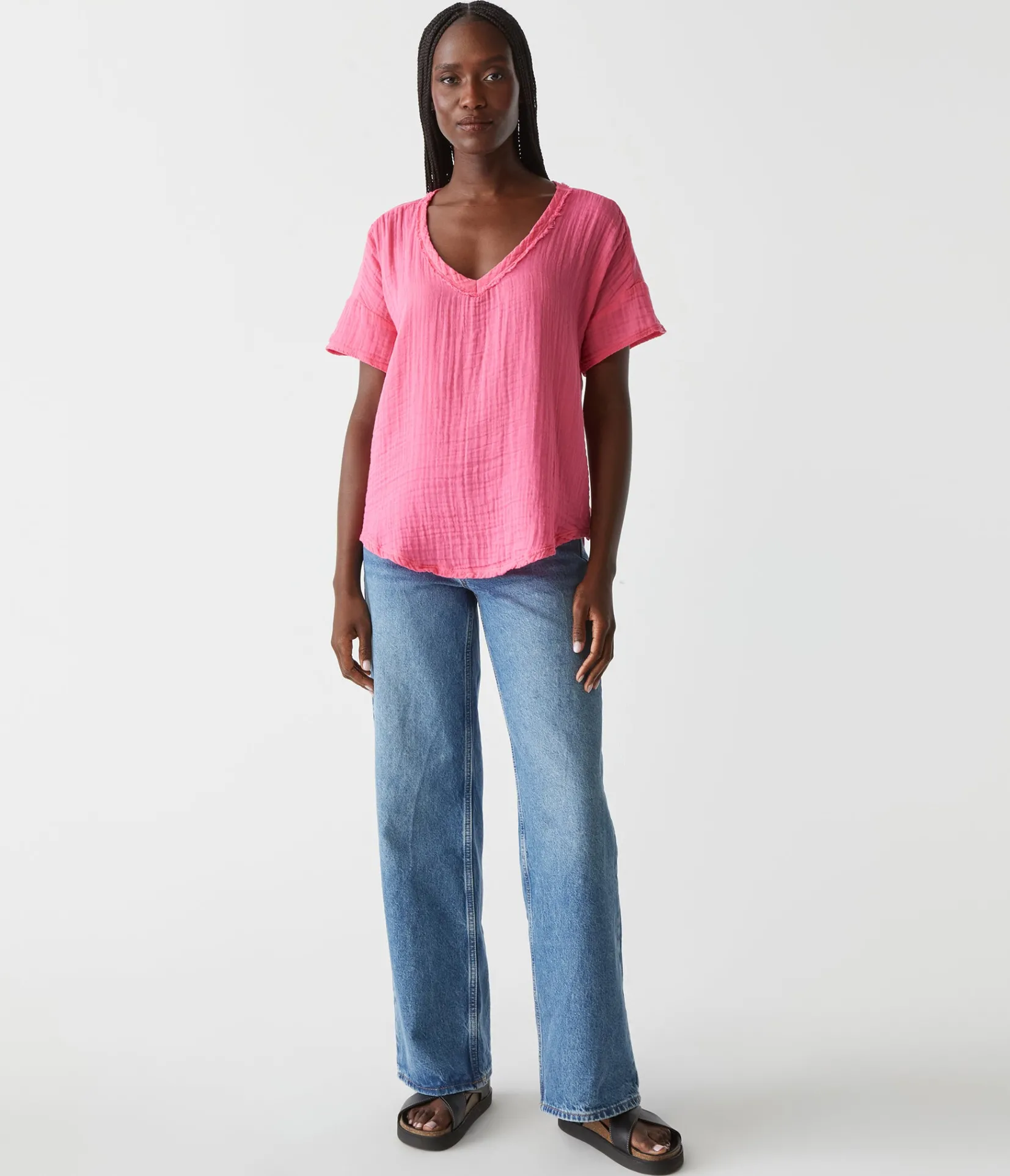 gretna_fabric_mixed_tee_45.webp Michael Stars Gretna Fabric Mixed Tee- T-Shirts | Supima Cotton T-Shirts