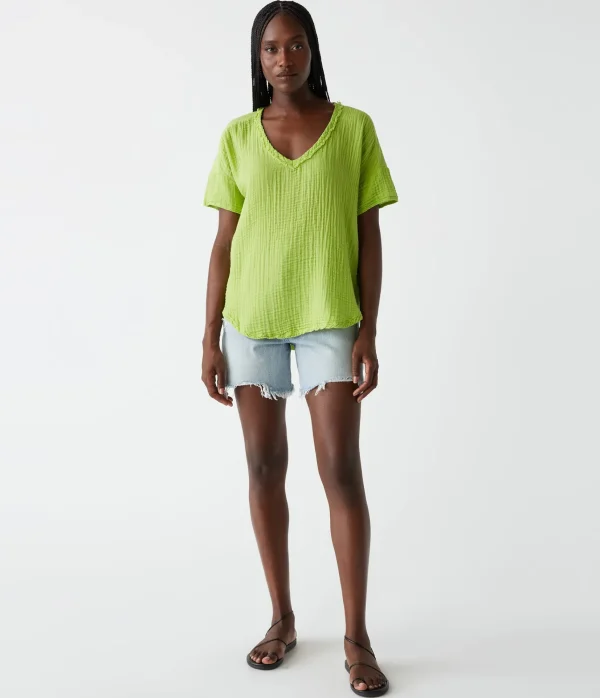 Michael Stars Gretna Fabric Mixed Tee- T-Shirts | Supima Cotton T-Shirts