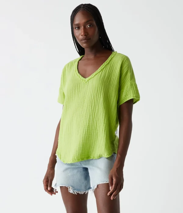 Michael Stars Gretna Fabric Mixed Tee- T-Shirts | Supima Cotton T-Shirts
