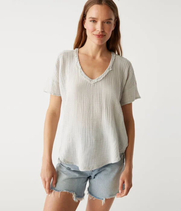 Michael Stars Gretna Fabric Mixed Tee- T-Shirts | Supima Cotton T-Shirts