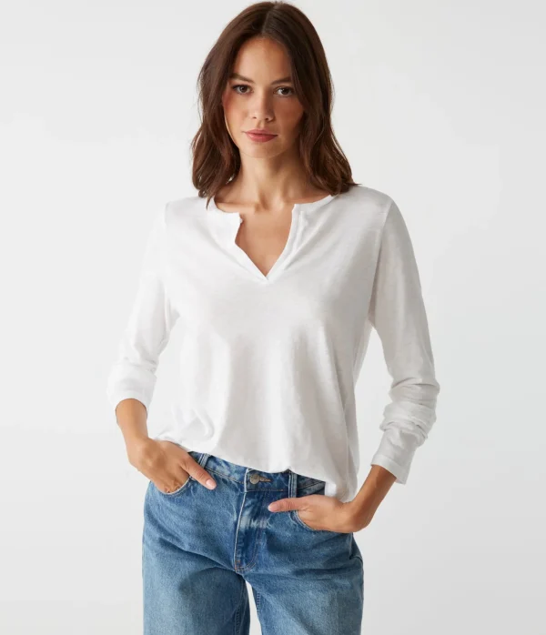 Michael Stars Hailie Rib Mixed Tee- T-Shirts | Supima Cotton T-Shirts