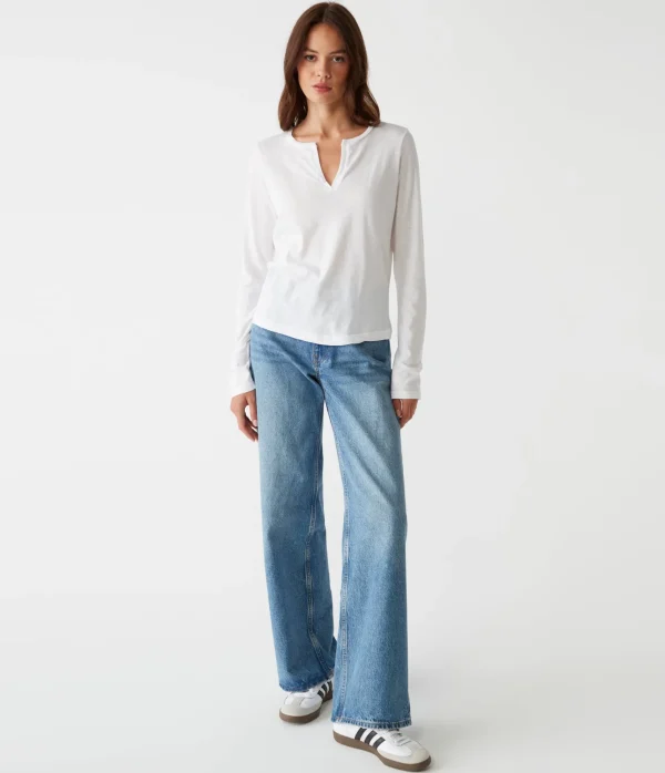Michael Stars Hailie Rib Mixed Tee- T-Shirts | Supima Cotton T-Shirts