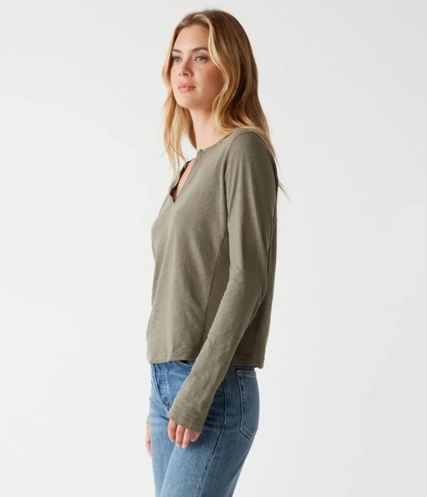 Michael Stars Hailie Rib Mixed Tee- T-Shirts | Supima Cotton T-Shirts
