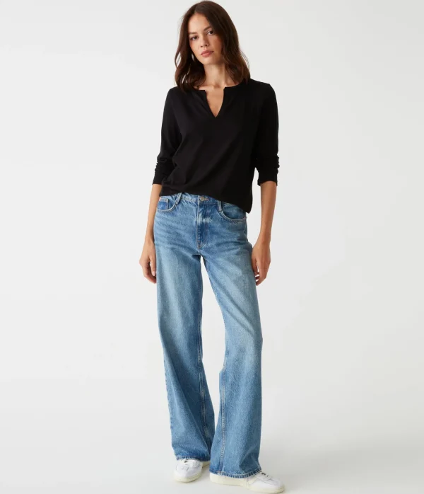 Michael Stars Hailie Rib Mixed Tee- T-Shirts | Supima Cotton T-Shirts