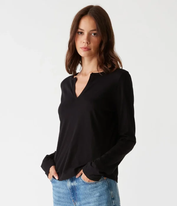 Michael Stars Hailie Rib Mixed Tee- T-Shirts | Supima Cotton T-Shirts