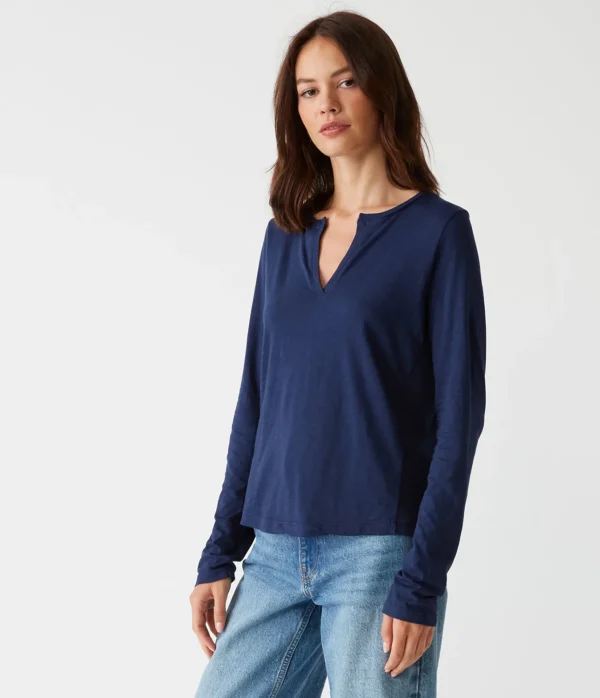 Michael Stars Hailie Rib Mixed Tee- T-Shirts | Supima Cotton T-Shirts