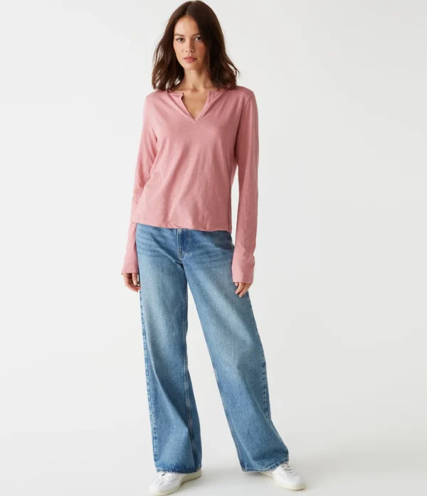 Michael Stars Hailie Rib Mixed Tee- T-Shirts | Supima Cotton T-Shirts