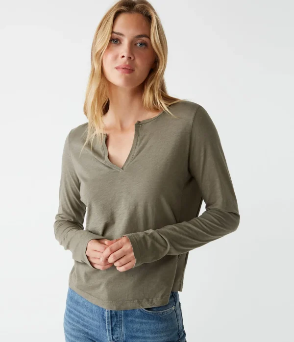Michael Stars Hailie Rib Mixed Tee- T-Shirts | Supima Cotton T-Shirts