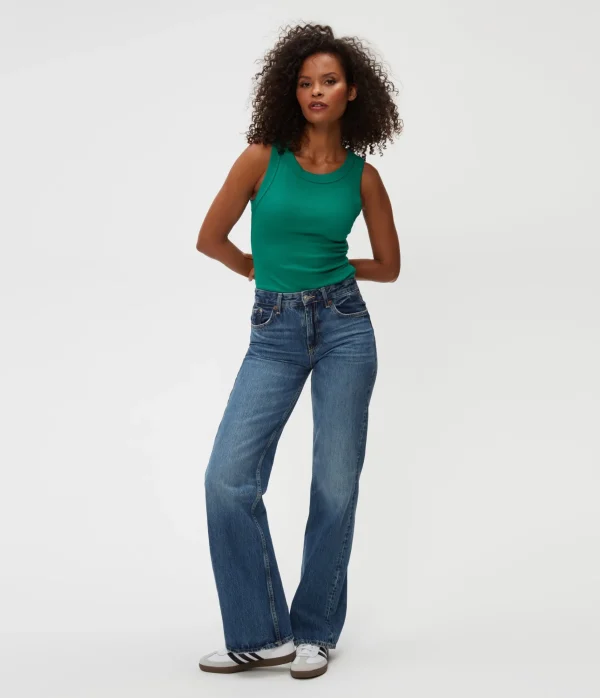 Michael Stars Halley Ribbed Tank with Ruching- Tank Tops | Ultra Rib T-Shirts