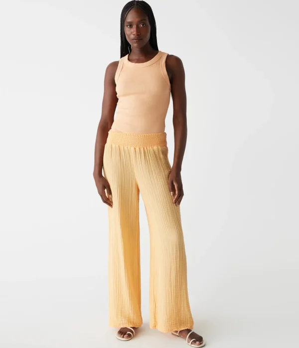 Michael Stars Halley Ribbed Tank with Ruching- Tank Tops | Ultra Rib T-Shirts