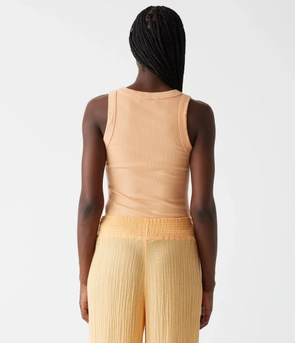 Michael Stars Halley Ribbed Tank with Ruching- Tank Tops | Ultra Rib T-Shirts