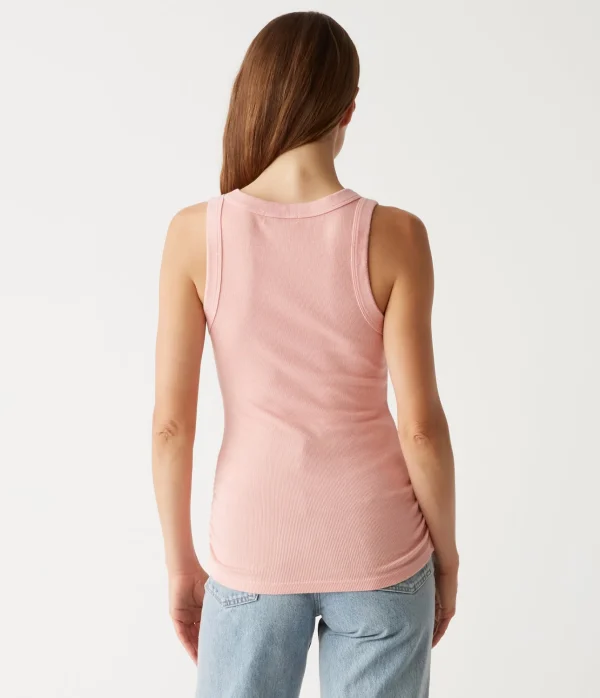 Michael Stars Halley Ribbed Tank with Ruching- Tank Tops | Ultra Rib T-Shirts