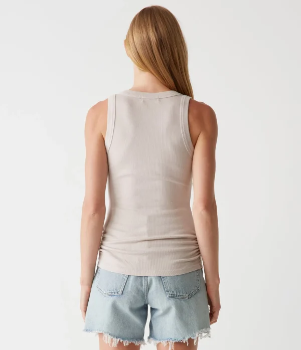 Michael Stars Halley Ribbed Tank with Ruching- Tank Tops | Ultra Rib T-Shirts