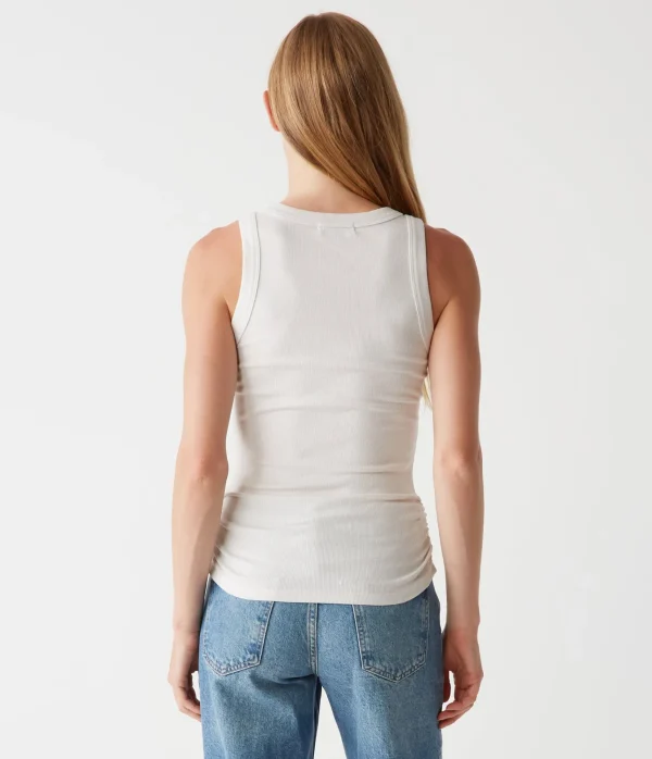 Michael Stars Halley Ribbed Tank with Ruching- Tank Tops | Ultra Rib T-Shirts