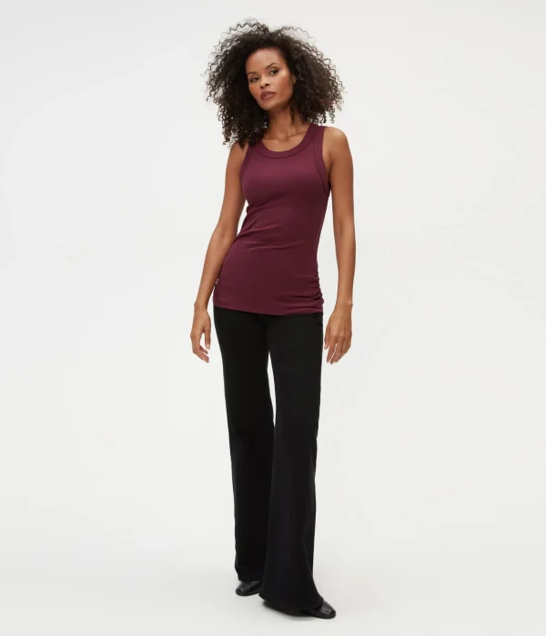 Michael Stars Halley Ribbed Tank with Ruching- Tank Tops | Ultra Rib T-Shirts