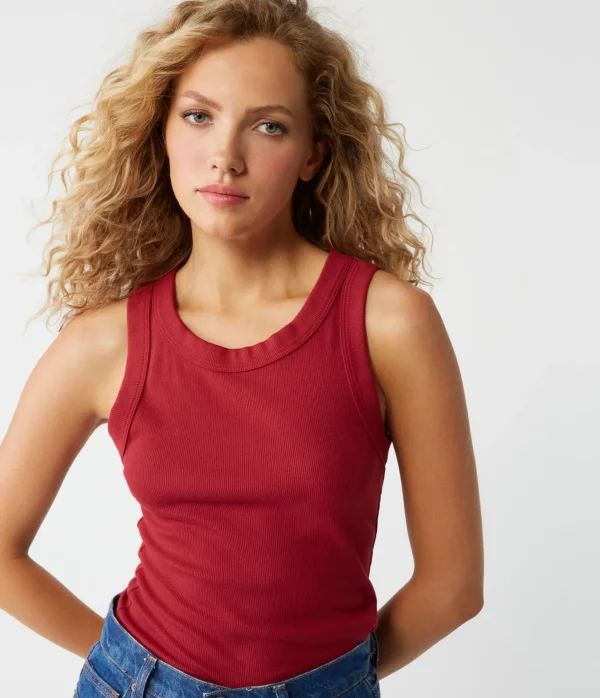 Michael Stars Halley Ribbed Tank with Ruching- Tank Tops | Ultra Rib T-Shirts