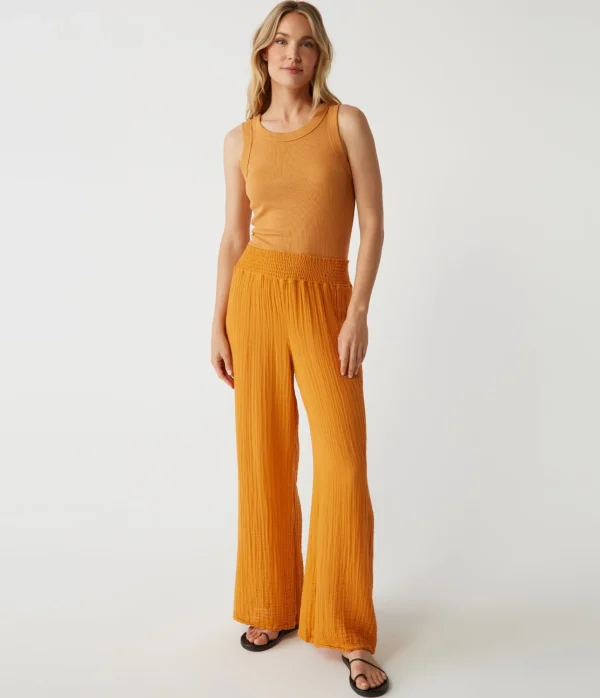 Michael Stars Halley Ribbed Tank with Ruching- Tank Tops | Ultra Rib T-Shirts