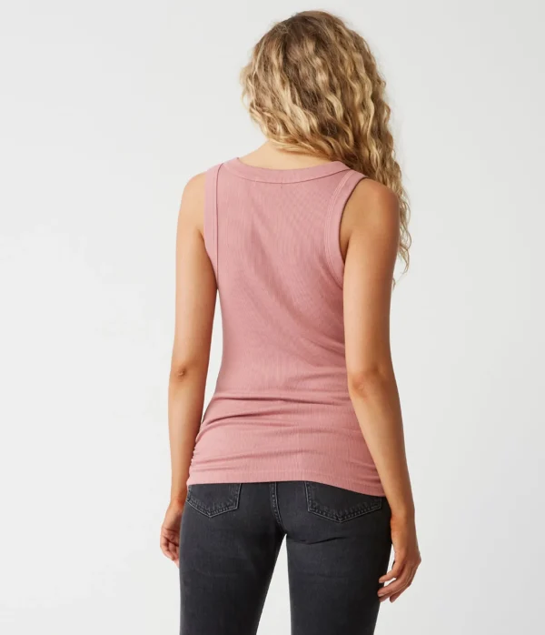 Michael Stars Halley Ribbed Tank with Ruching- Tank Tops | Ultra Rib T-Shirts