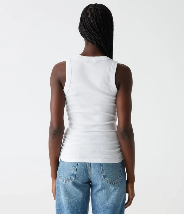 Michael Stars Halley Ribbed Tank with Ruching- Tank Tops | Ultra Rib T-Shirts