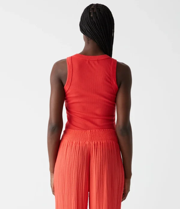 Michael Stars Halley Ribbed Tank with Ruching- Tank Tops | Ultra Rib T-Shirts