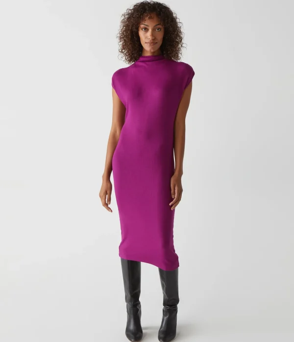 Michael Stars Iolanda Power Shoulder Dress- Dresses | Midi Dresses