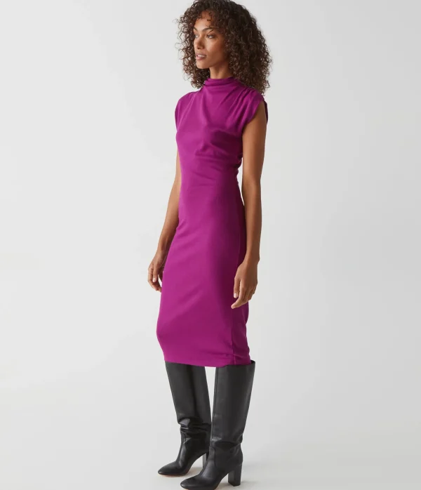 Michael Stars Iolanda Power Shoulder Dress- Dresses | Midi Dresses