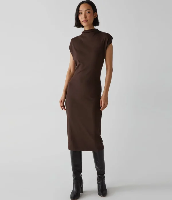 Michael Stars Iolanda Power Shoulder Dress- Dresses | Midi Dresses