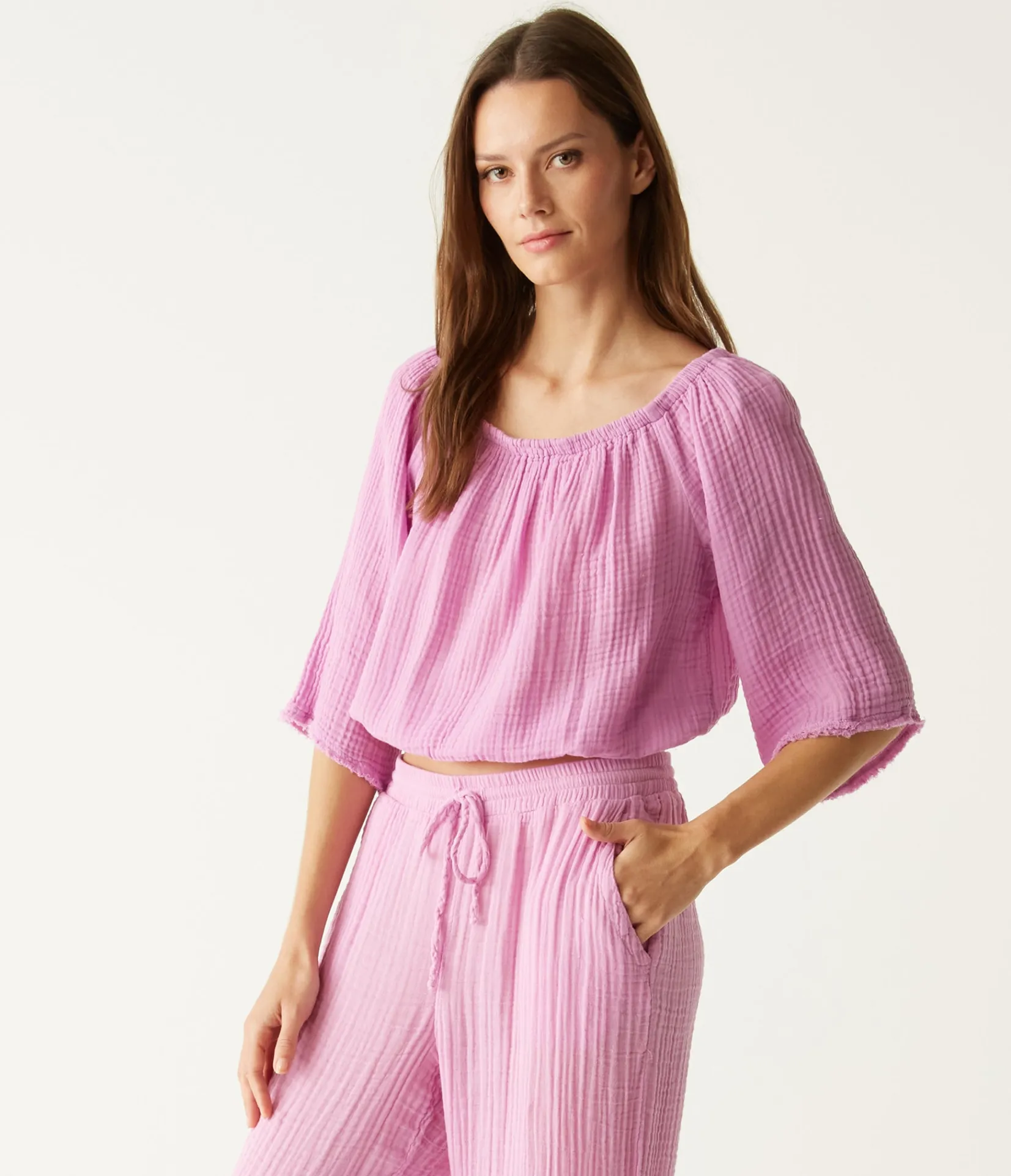isabel_convertible_gauze_top_10.webp Michael Stars Isabel Convertible Gauze Top- Tops, Blouses & Shirts
