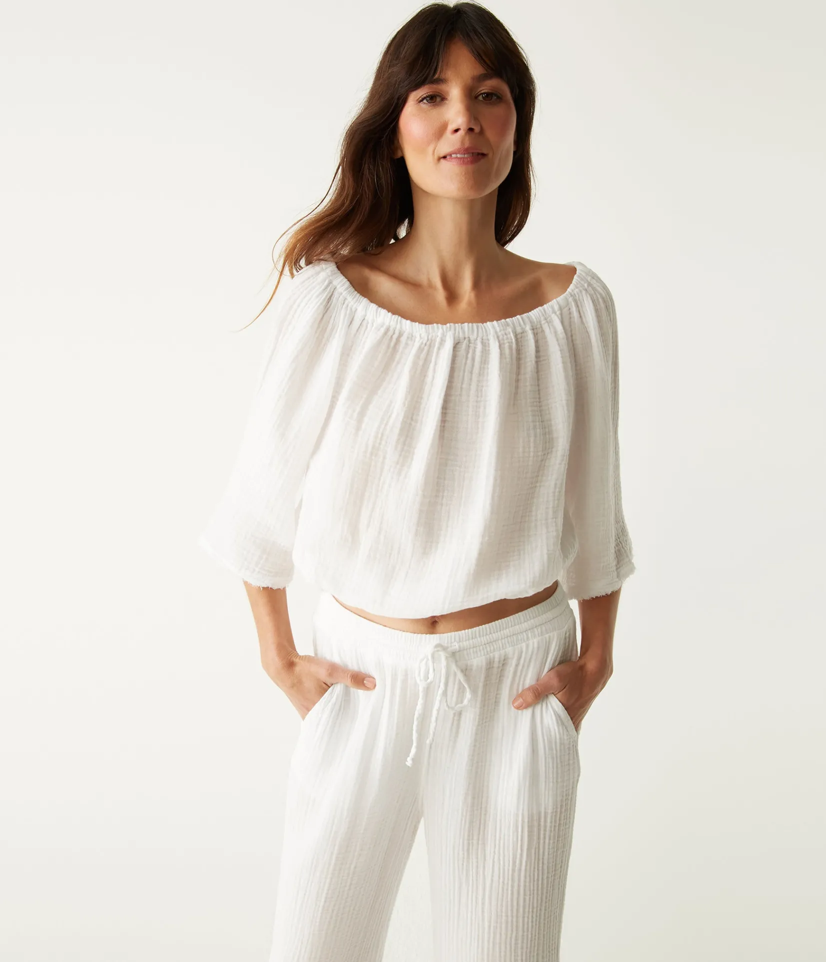 isabel_convertible_gauze_top_12.webp Michael Stars Isabel Convertible Gauze Top- Tops, Blouses & Shirts