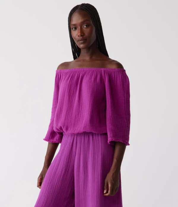 Michael Stars Isabel Convertible Gauze Top- Tops, Blouses & Shirts