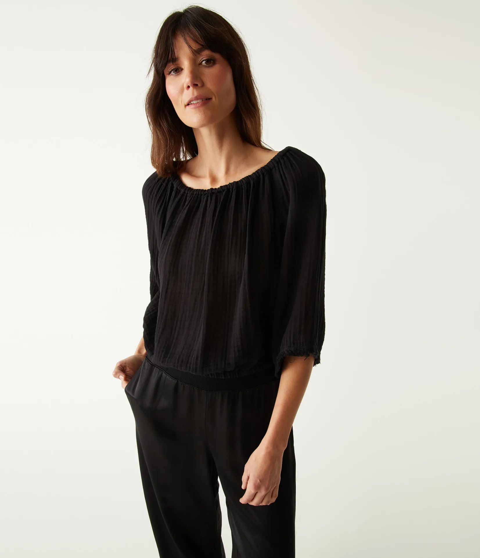 isabel_convertible_gauze_top_33.webp Michael Stars Isabel Convertible Gauze Top- Tops, Blouses & Shirts