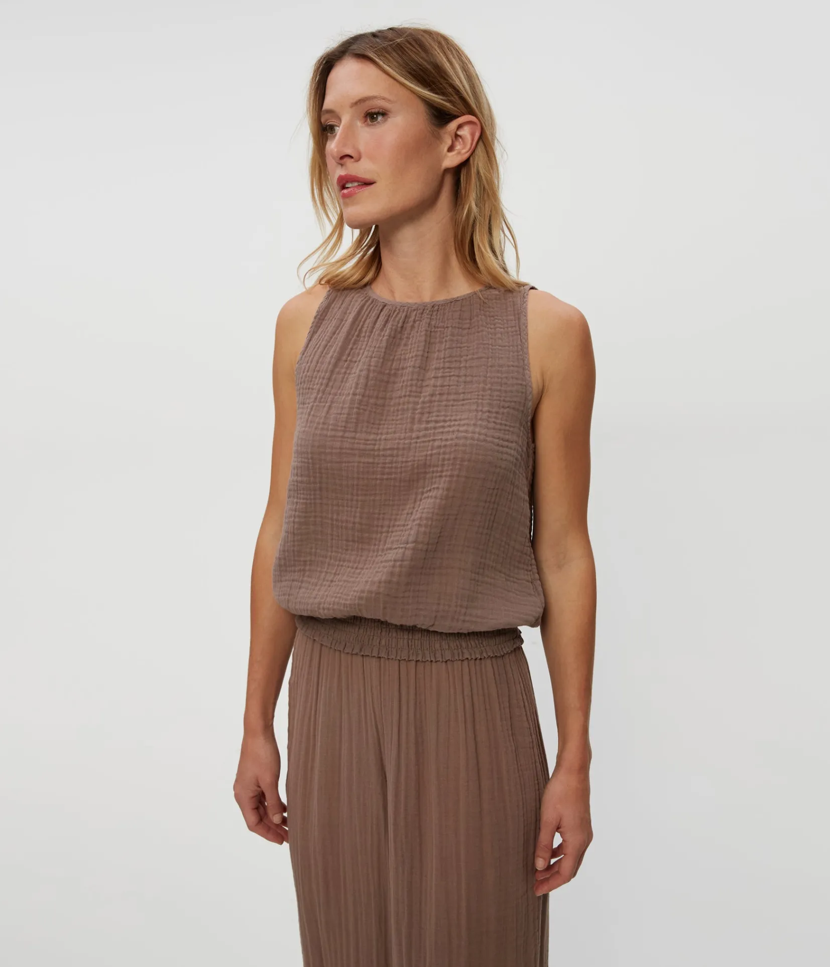janelle_tie_neck_tank_1.webp Michael Stars Janelle Tie Neck Tank- Tops, Blouses & Shirts