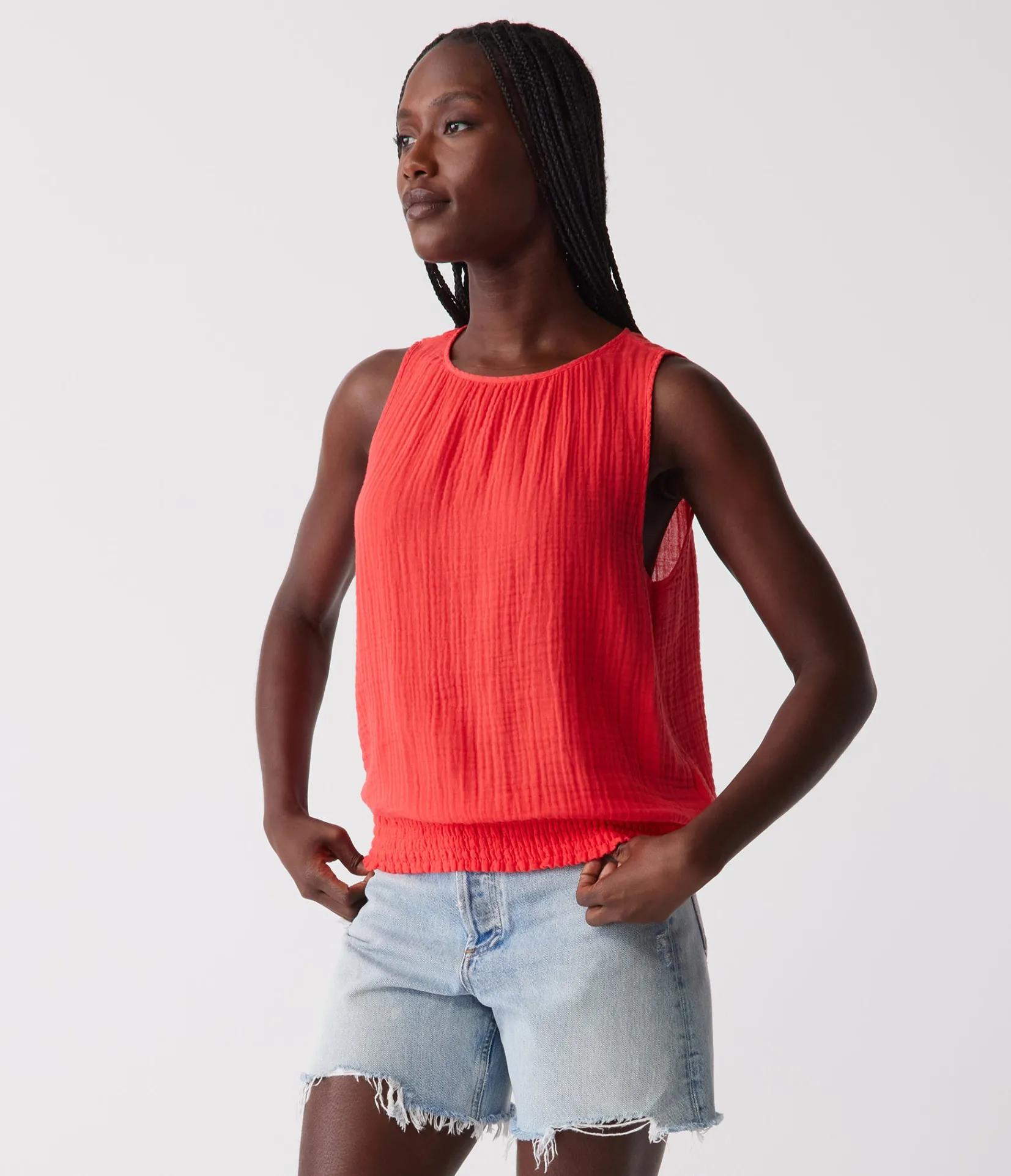 janelle_tie_neck_tank_43.webp Michael Stars Janelle Tie Neck Tank- Tops, Blouses & Shirts