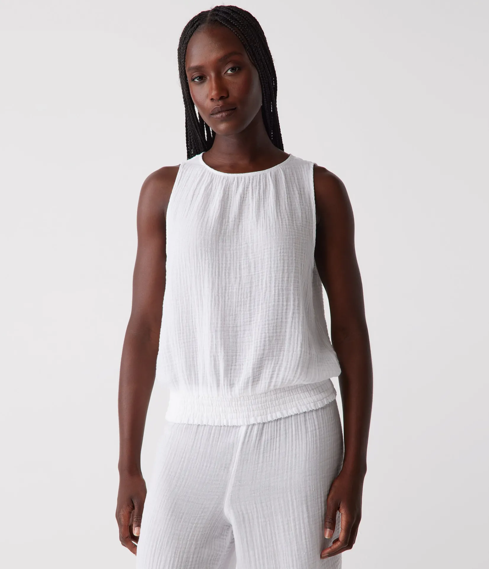 janelle_tie_neck_tank_9.webp Michael Stars Janelle Tie Neck Tank- Tops, Blouses & Shirts
