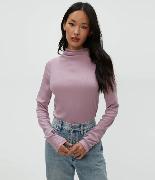 Michael Stars Janine Mock Neck Top- T-Shirts | Ultra Rib T-Shirts