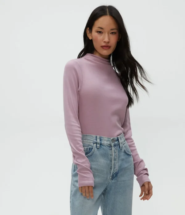 Michael Stars Janine Mock Neck Top- T-Shirts | Ultra Rib T-Shirts