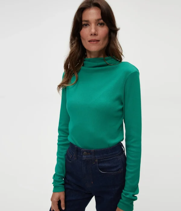 Michael Stars Janine Mock Neck Top- T-Shirts | Ultra Rib T-Shirts