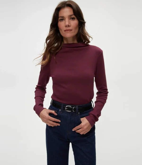 Michael Stars Janine Mock Neck Top- T-Shirts | Ultra Rib T-Shirts